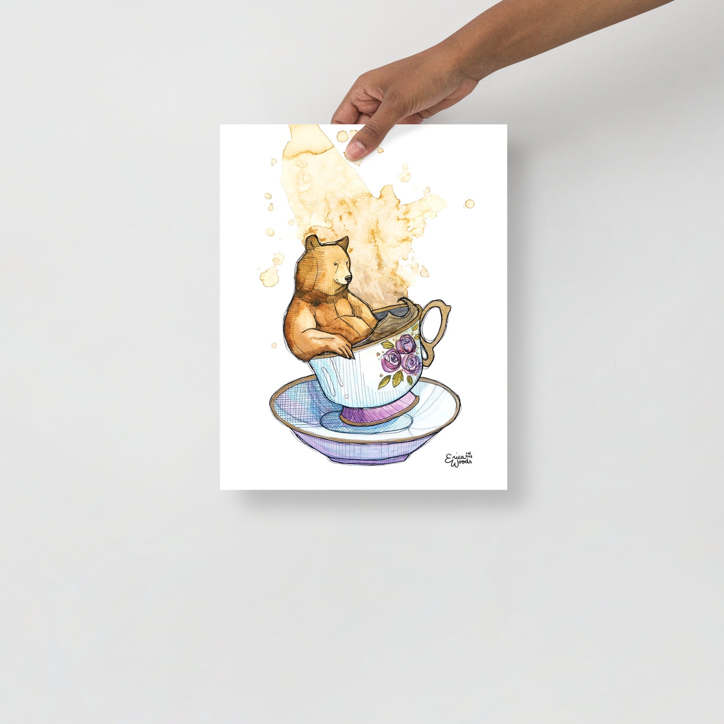 Bruce Bear in Teacup Matte Poster Print
