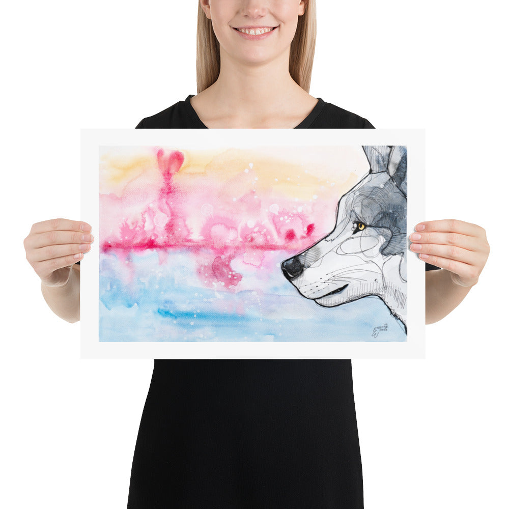Sunrise Wolf Matte Paper Poster Print