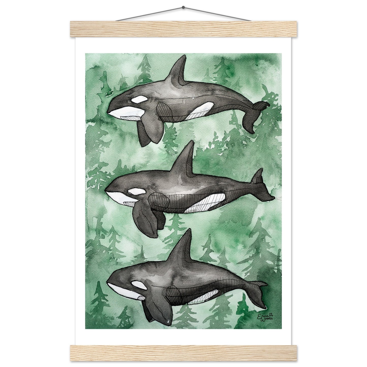Three Sisters Satin Paper Poster with Hangers
