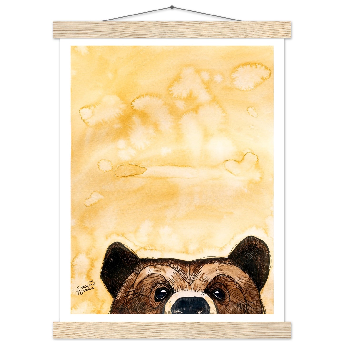 Terry Yellow Bear Satin Paper Poster with Hangers