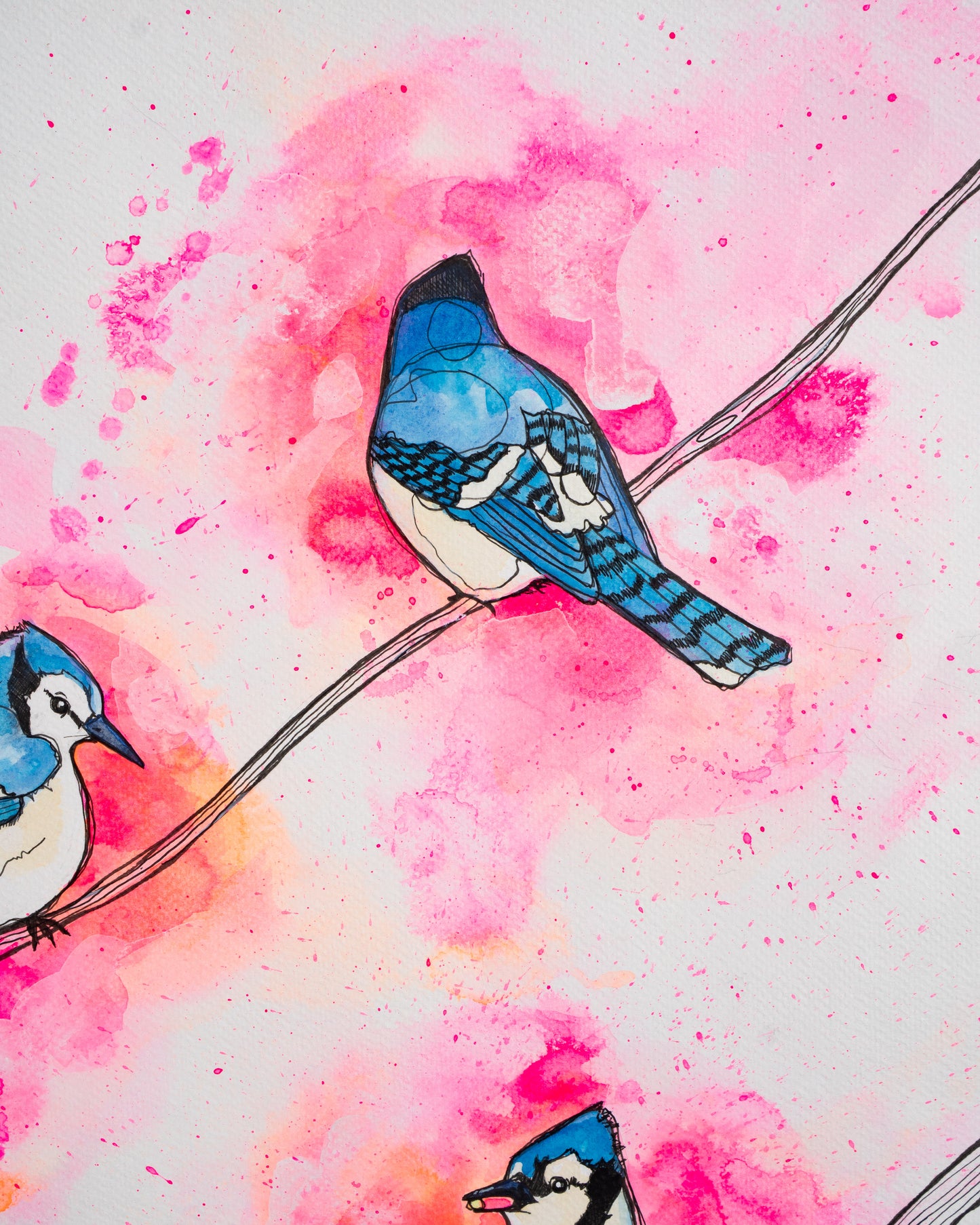 Original Watercolour & Ink Painting – "THREE JAYS"