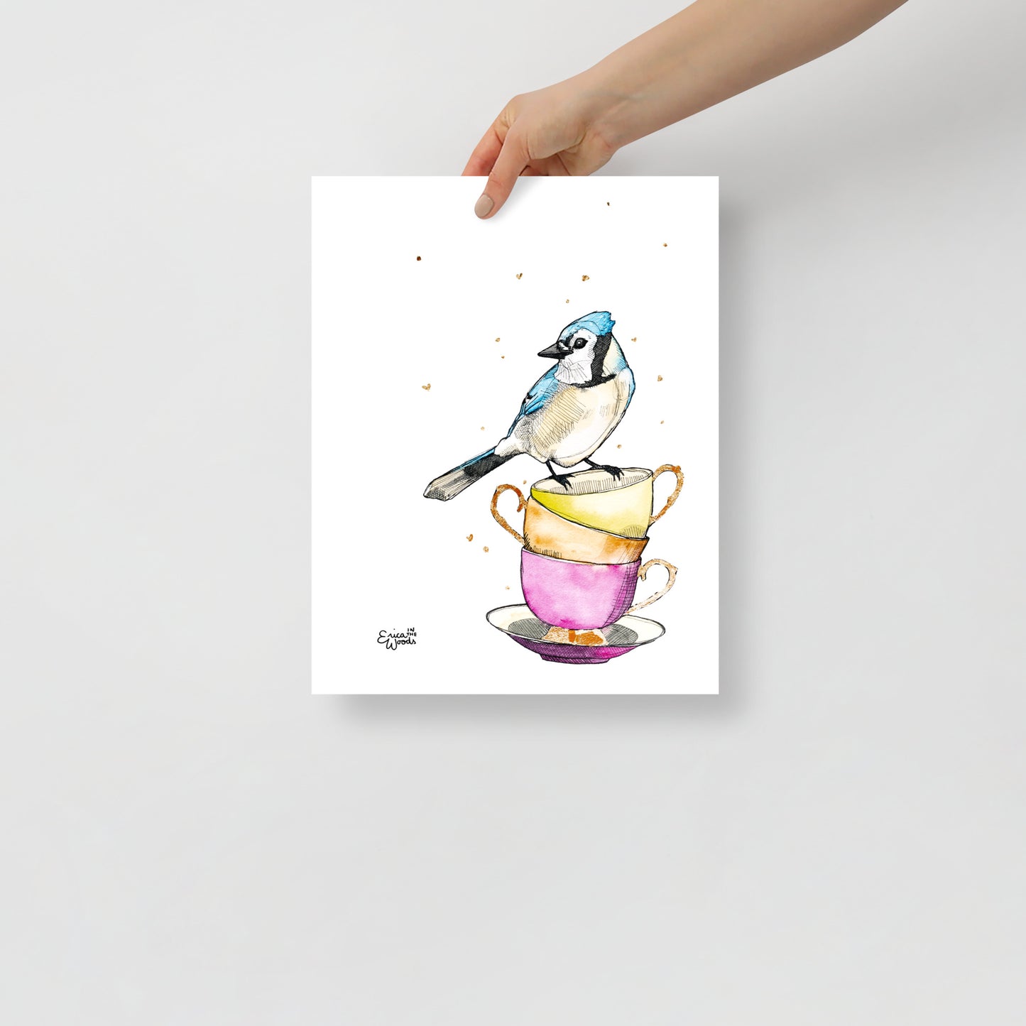 Carrie Bluejay on Teacups Matte Paper Poster Print